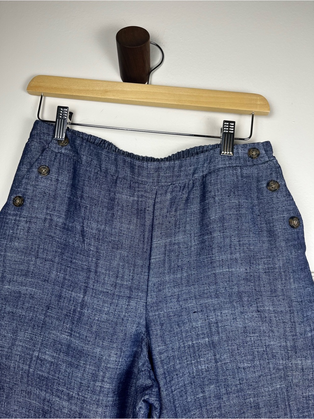 Sienna Sky Wide-Leg Linen Blend Cropped Pants in Blue - Picture 3 of 12